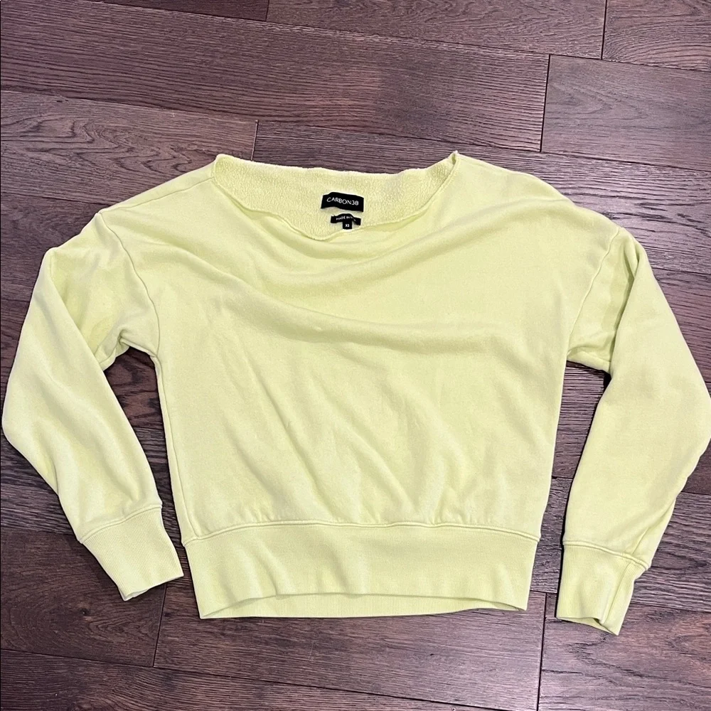 Carbon38 off shoulder neon Yellow Sweatshirt XS - Picture 1 of 4
